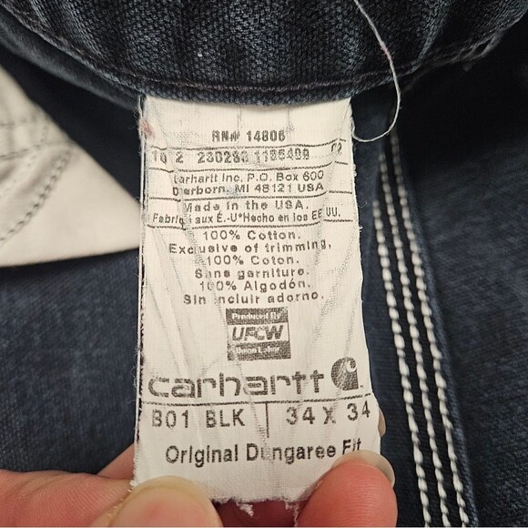 Vintage USA Carhartt Double Knee Dungaree Fit Carpenter Pants  Black Men's 34x34 - Picture 8 of 10